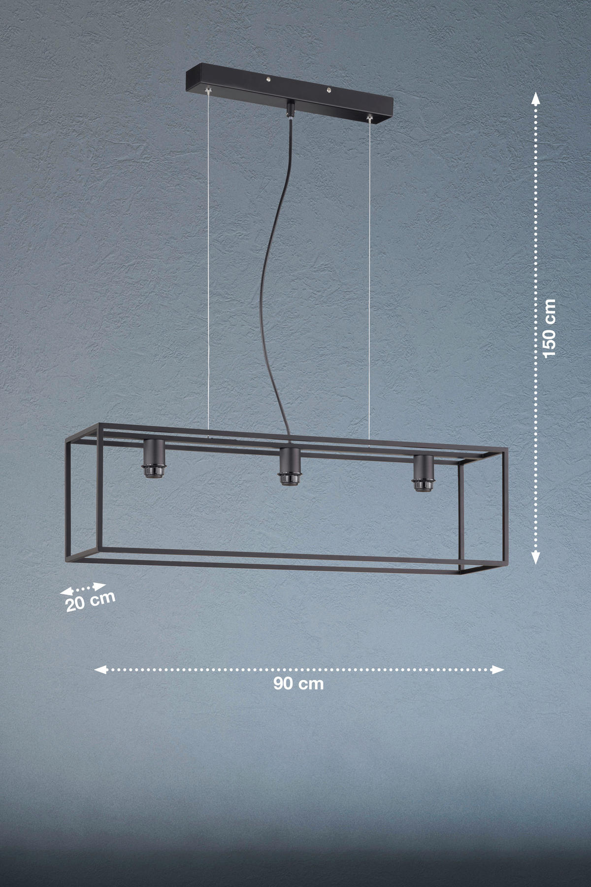 HÄNGLAMPA Modular M 20/90 cm  - svart, Basics, metall (20/90cm) - Fischer & Honsel