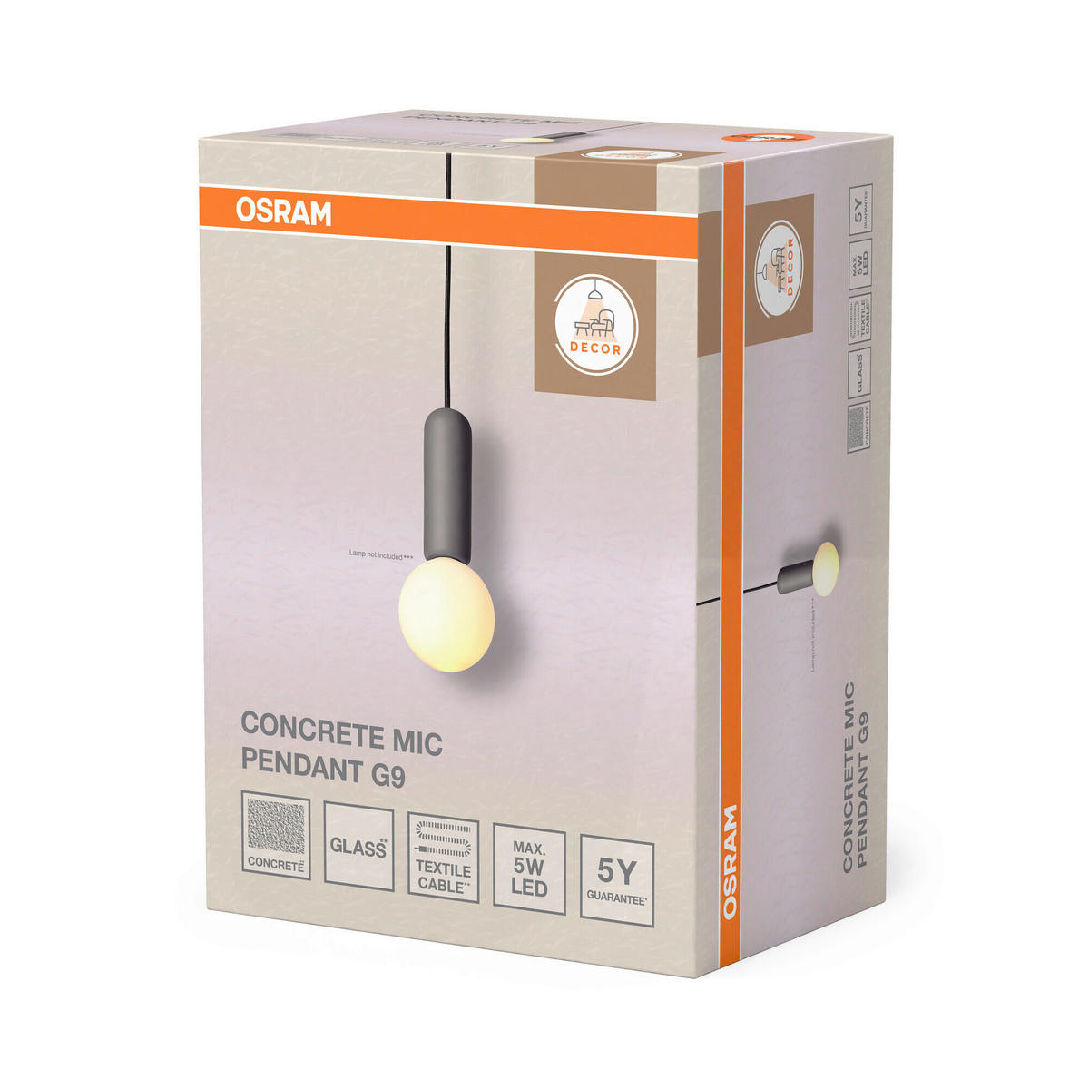 HÄNGELEUCHTE 10/120 cm  - Dunkelgrau, Basics, Stein (10/120cm) - Osram