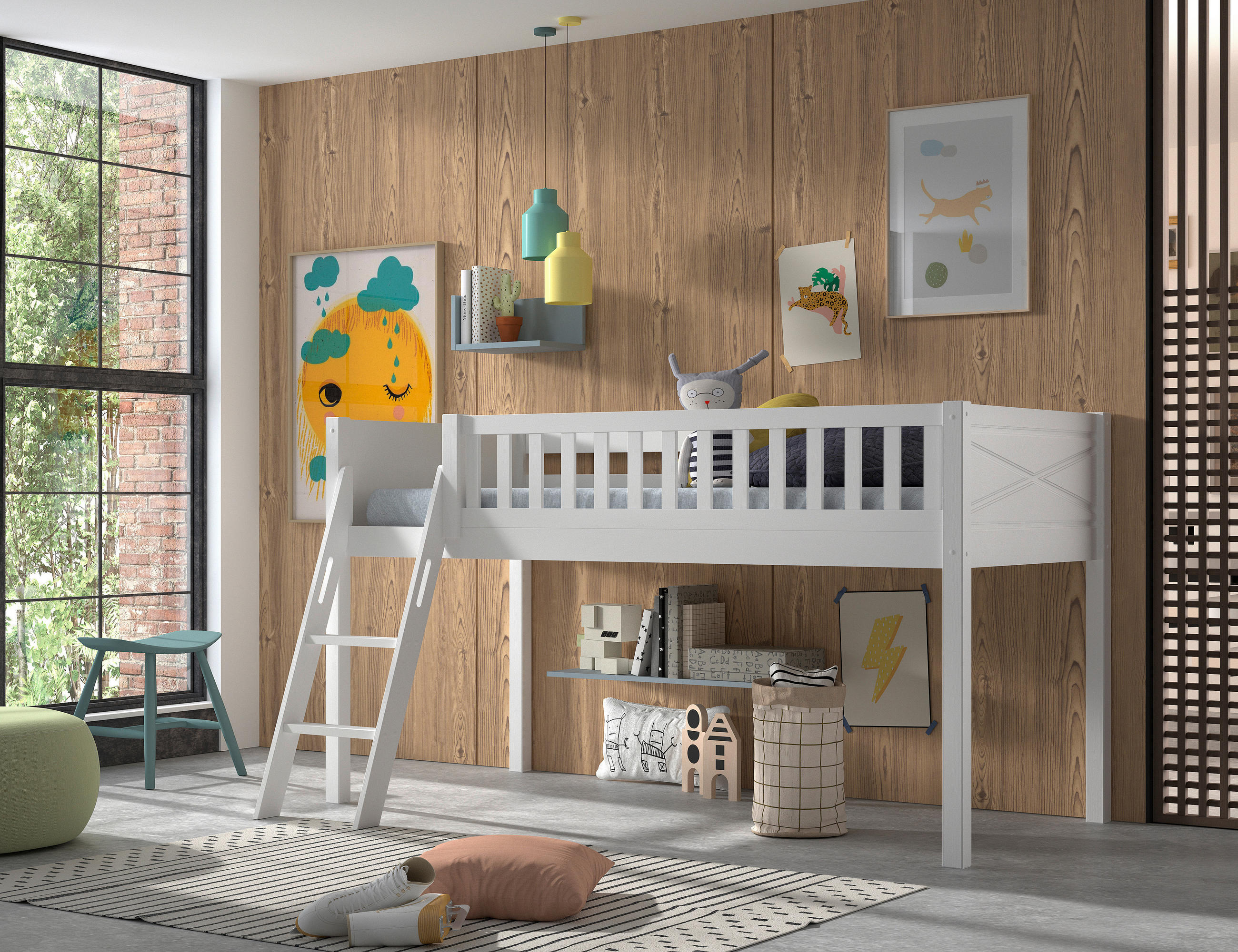 SPIELBETT Kiefer massiv 90/200 cm Weiß  - Naturfarben/Weiß, ROMANTIK / LANDHAUS, Holz (90/200cm) - Vipack