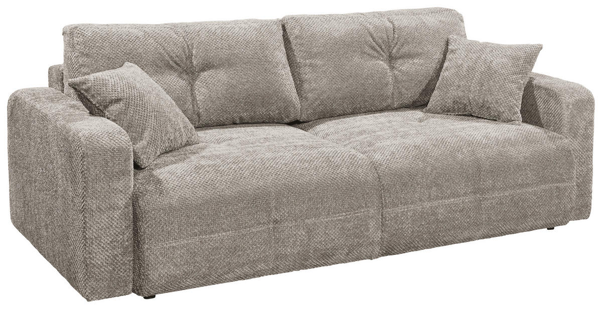 SCHLAFSOFA in Mikrovelours Taupe  - Taupe/Schwarz, Konventionell, Kunststoff/Textil (235/88/120cm) - MID.YOU