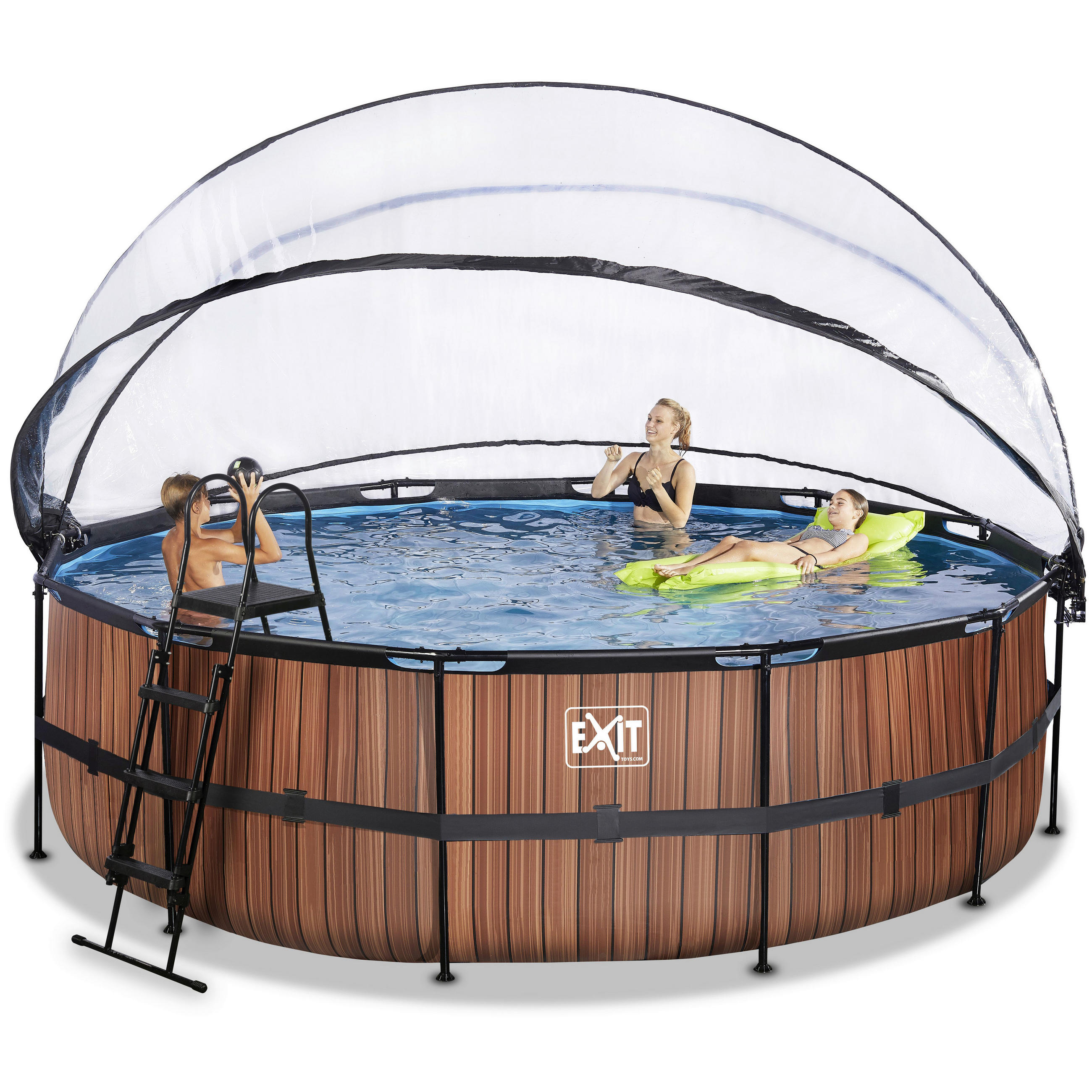 POOL-SET WOOD 488/122 cm  - Braun, KONVENTIONELL, Metall (488/122cm) - EXIT Toys