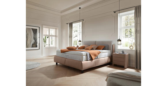 BOXSPRINGBETT 180/200 cm in Hellgrau, Hellbraun - Hellbraun/Hellgrau, Design, Textil/Metall (180/200cm) - Johann Jakob