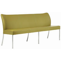 SITZBANK 220/89/65 cm Echtleder Grün, Edelstahlfarben Metall  - Edelstahlfarben/Grün, Design, Leder/Metall (220/89/65cm) - Bert Plantagie