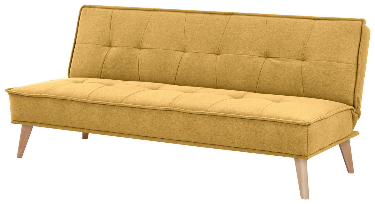 SCHLAFSOFA Webstoff Gelb  - Gelb/Kieferfarben, Design, Holz/Textil (181/82/85cm) - MID.YOU