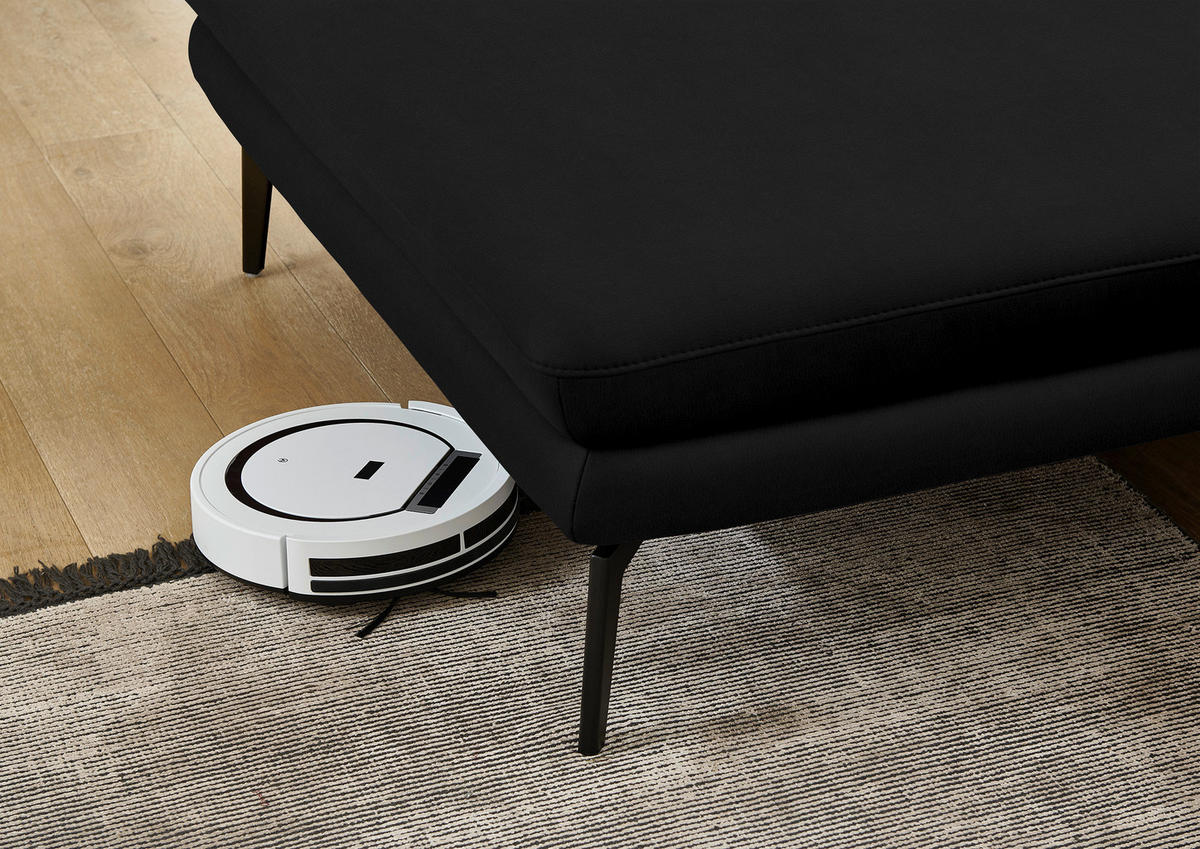 ECKSOFA in Echtleder Schwarz  - Schwarz, Design, Leder/Metall (180/310cm) - Dieter Knoll