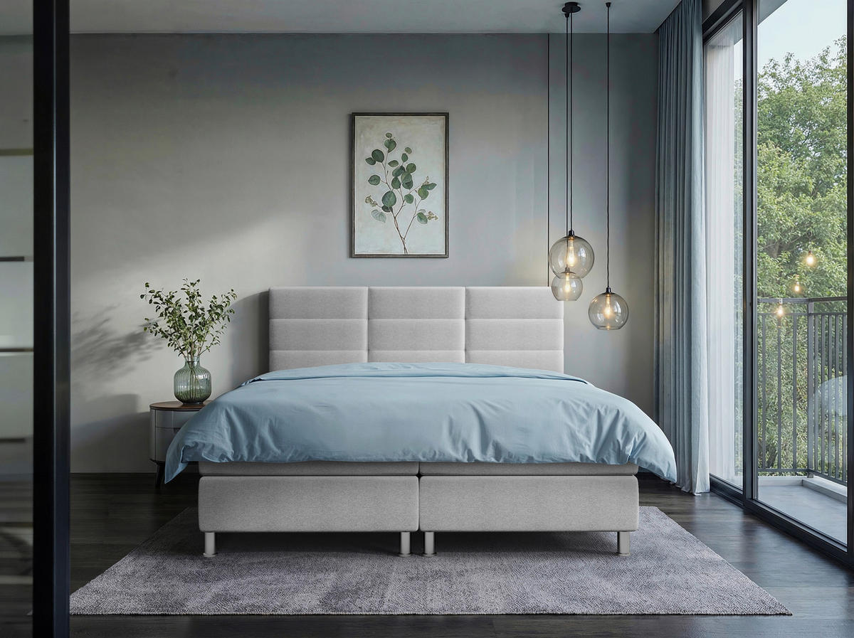 POSTELJA Z VZMETNICO 140 cm   x 200 cm  , tekstil sivobež  - barve kroma/sivobež, Konvencionalno, kovina/tekstil (140/200cm) - Carryhome