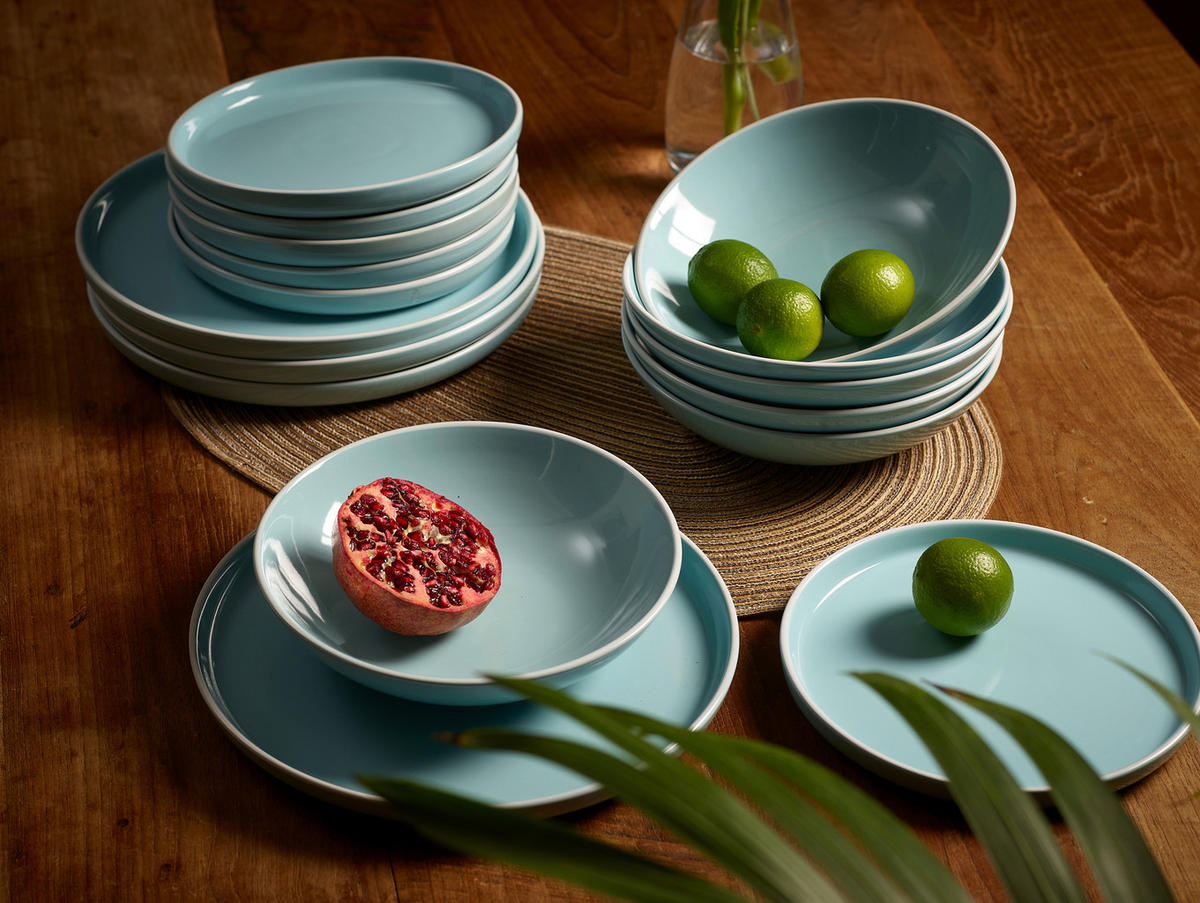 TAFELSERVICE Nerea 12-teilig  - Pastellblau, Basics, Keramik - Echtwerk