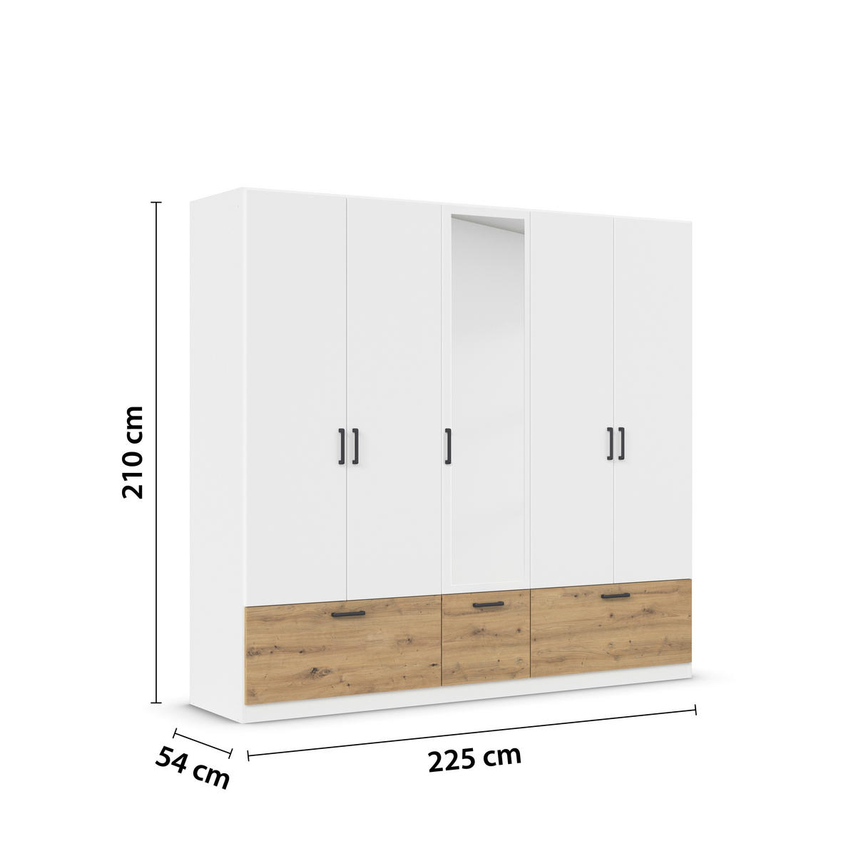 KLEIDERSCHRANK  in Weiß, Eiche Artisan  - Weiß/Eiche Artisan, Basics, Holzwerkstoff/Metall (226/210/54cm) - Boxxx