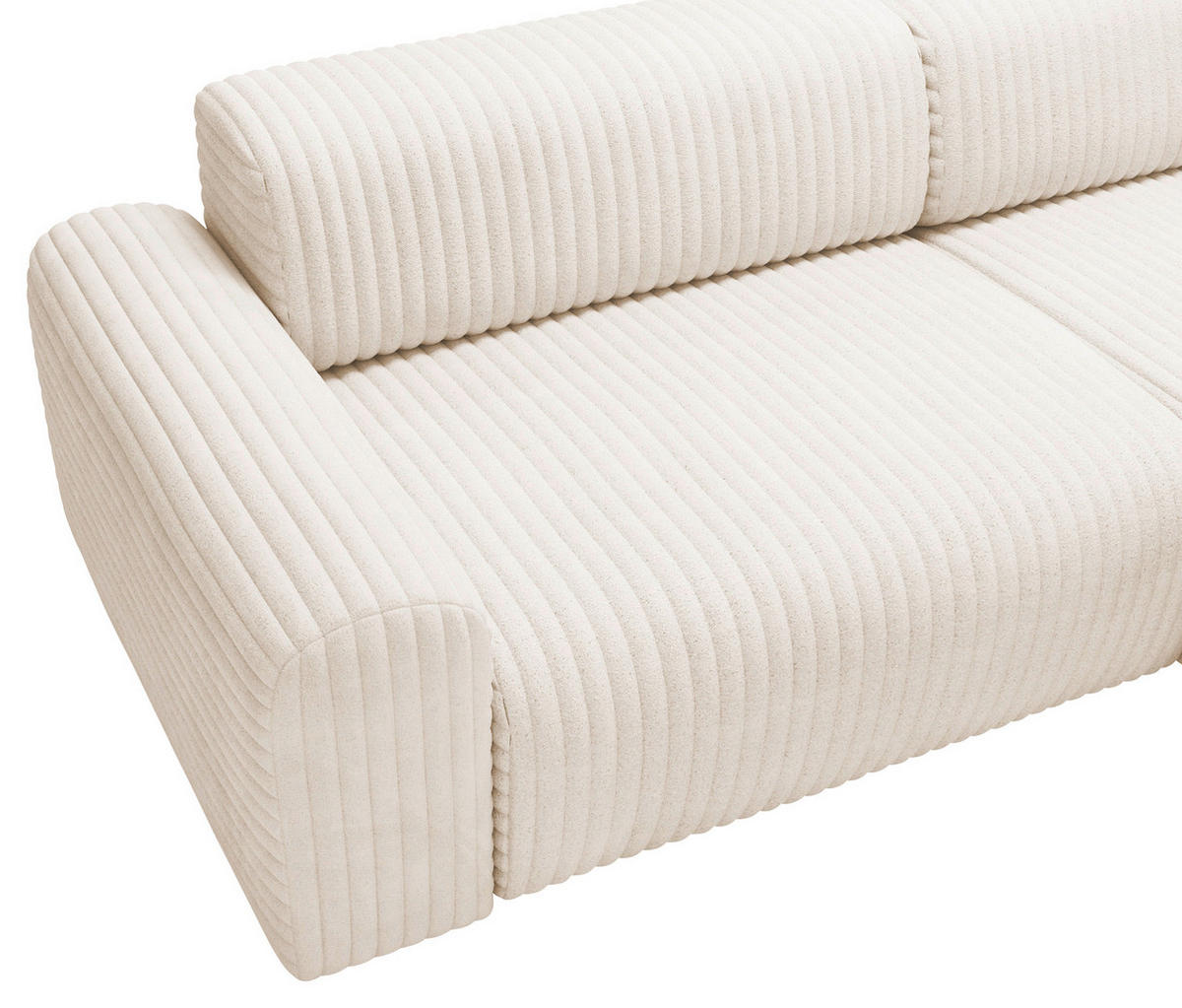 ECKSOFA in Cord Creme  - Creme/Schwarz, Design, Kunststoff/Textil (292/178cm) - Livetastic
