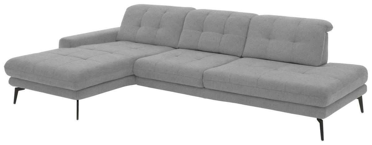 ECKSOFA in Flachgewebe Hellgrau  - Hellgrau/Schwarz, Design, Textil/Metall (190/309cm) - Beldomo Style