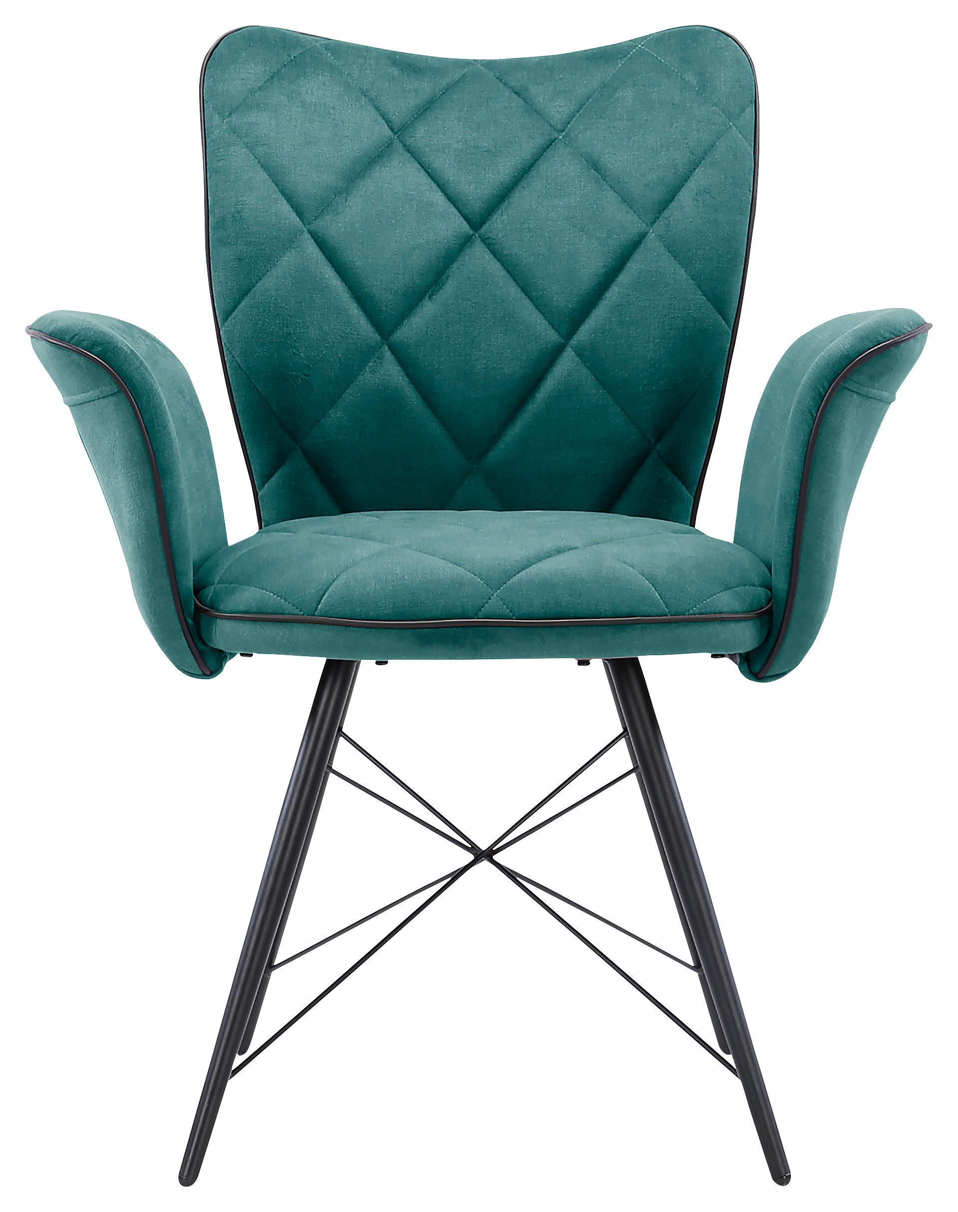 ARMLEHNSTUHL  in Webstoff  - Petrol/Schwarz, Design, Textil/Metall (73/89/62cm) - Hom`in