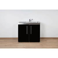 MINIKÜCHE  100/89/60 cm  in Schwarz  - Edelstahlfarben/Schwarz, Basics, Metall (100/89/60cm)