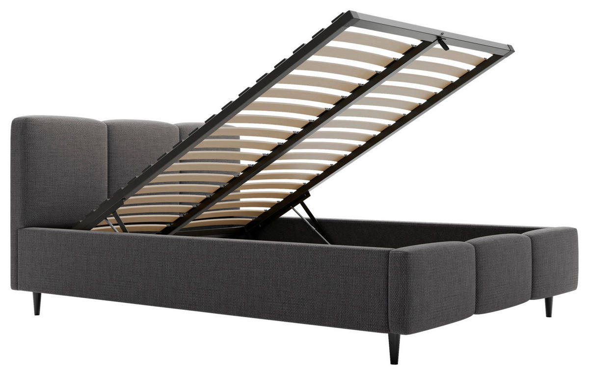 POLSTERBETT Lattenrost, Bettkasten 160/200 cm  in Anthrazit  - Anthrazit/Schwarz, Design, Holz/Textil (160/200cm) - Boxxx