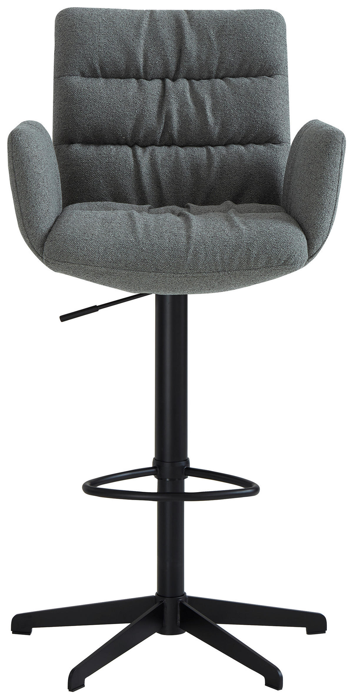 BARHOCKER Leinenoptik Grün, Schwarz Stahl Sitzfläche 360° drehbar  - Schwarz/Grün, Design, Textil/Metall (58/107-125/57cm) - Dieter Knoll
