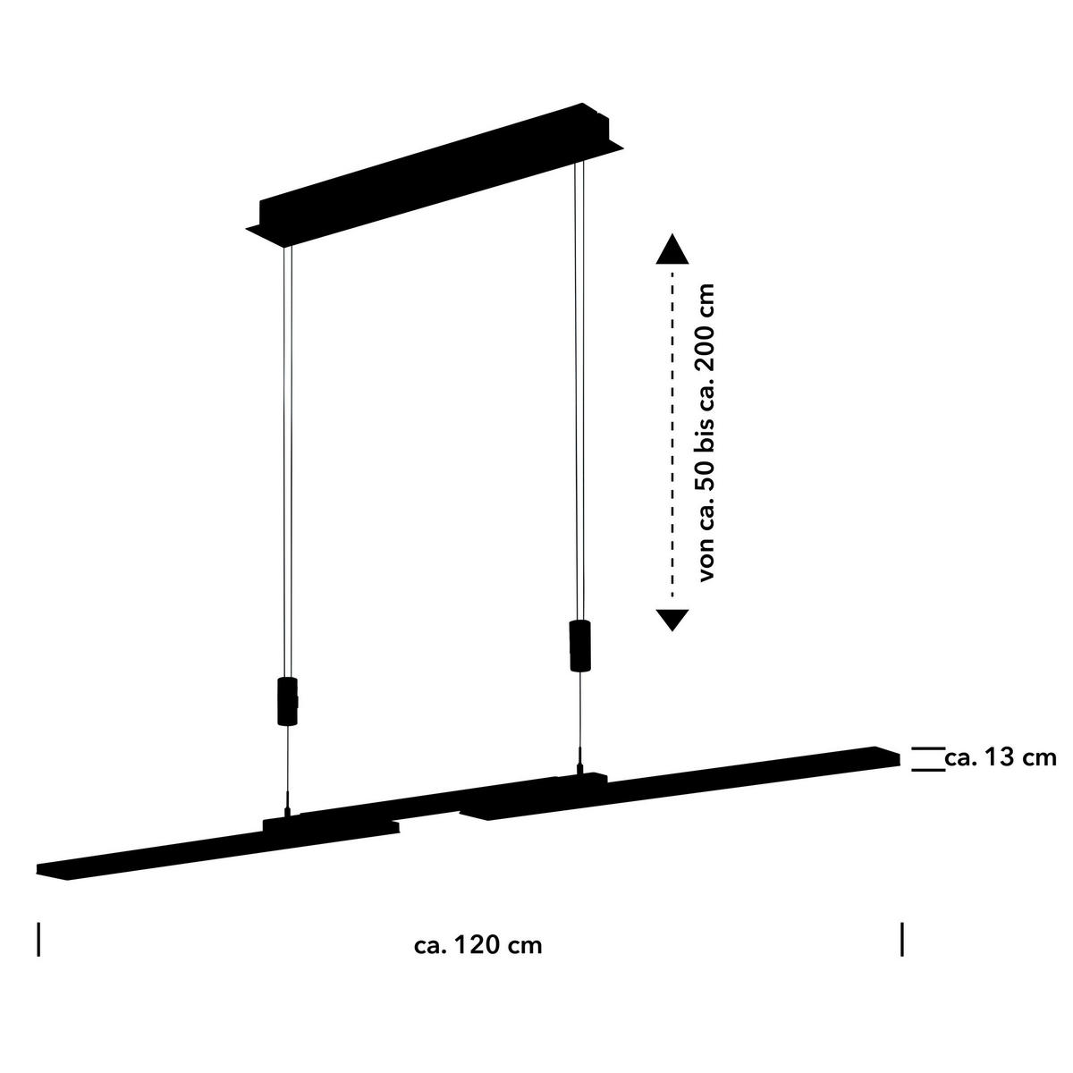 LED-HÄNGELEUCHTE 130/13/150 cm    - Nickelfarben, Design, Metall (130/13/150cm) - Hell