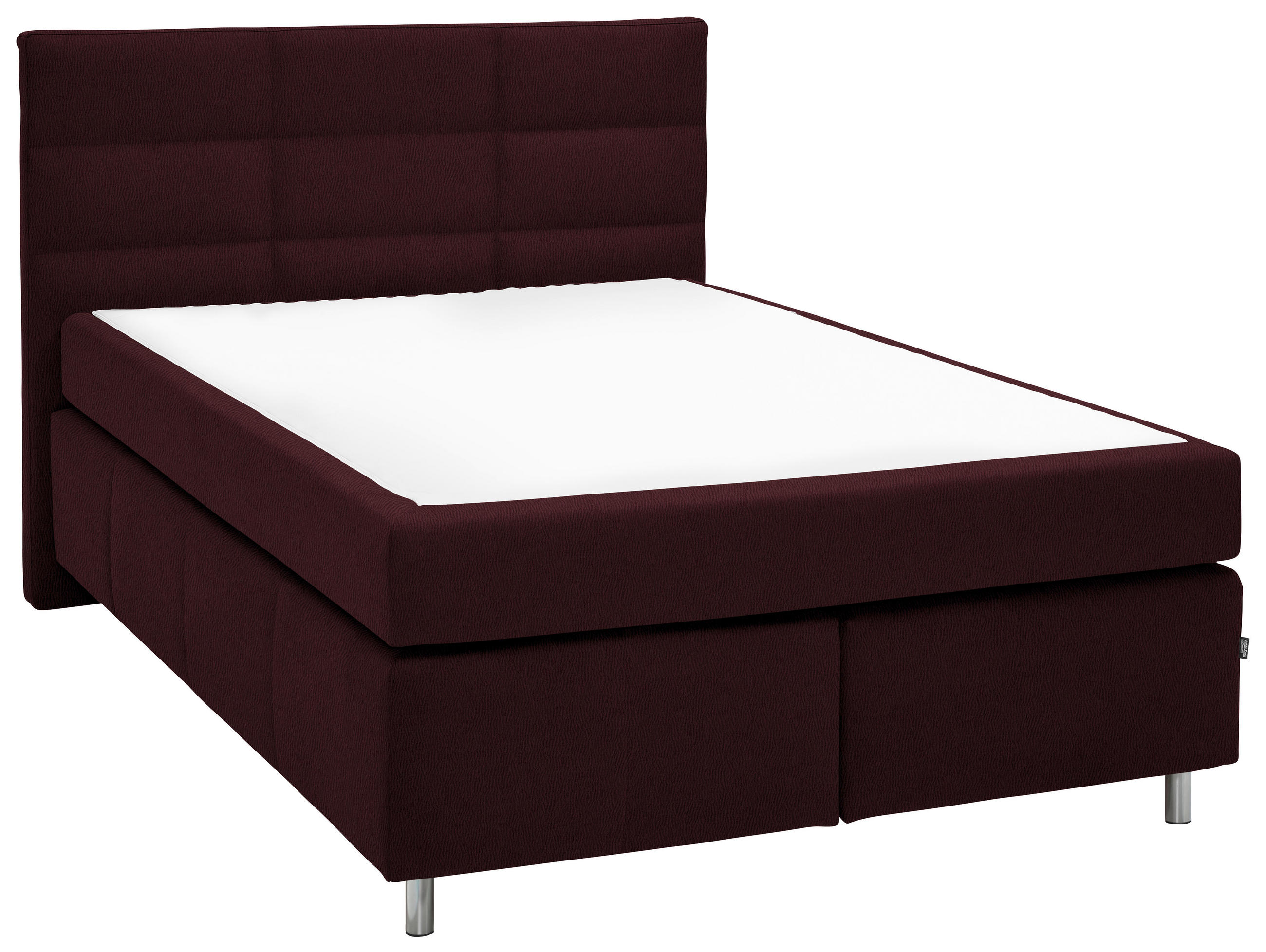 BOXSPRINGBETT 140/200 cm  in Bordeaux  - Bordeaux/Alufarben, KONVENTIONELL, Textil/Metall (140/200cm) - Dieter Knoll