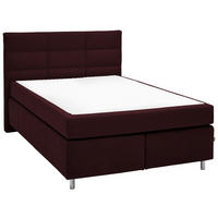 BOXSPRINGBETT 140/200 cm  in Bordeaux  - Bordeaux/Alufarben, KONVENTIONELL, Textil/Metall (140/200cm) - Dieter Knoll
