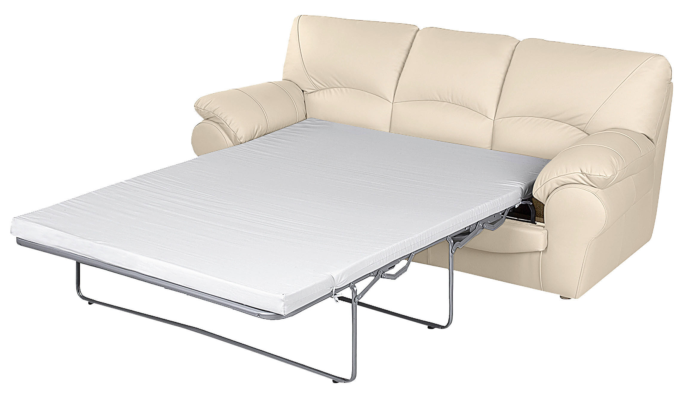 SCHLAFSOFA Beige Echtleder  - Beige/Schwarz, Design, Leder/Kunststoff (205/92/85cm) - Livetastic