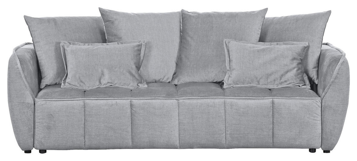 SCHLAFSOFA  mit Liegefunktion, Schlafen auf Sitzhöhe, Rücken echt Flachgewebe Hellgrau  - Hellgrau/Schwarz, KONVENTIONELL, Kunststoff/Textil (250/70/118cm) - Carryhome