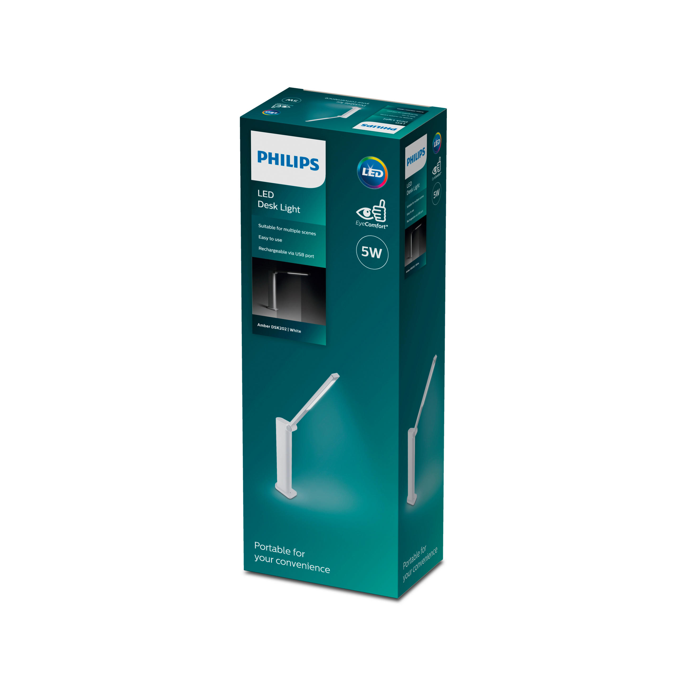 SCHREIBTISCHLEUCHTE Amber 3,9/24,5/29,2 cm   - Weiß, Design, Kunststoff/Metall (3,9/24,5/29,2cm) - Philips