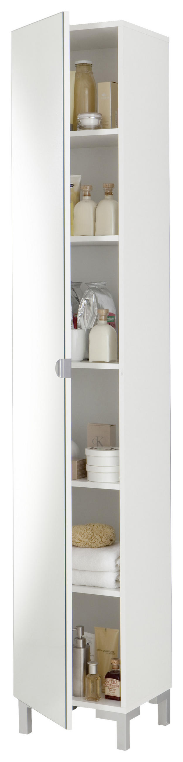 HOCHSCHRANK 34/196/30 cm  - Silberfarben/Weiß, MODERN, Glas/Holzwerkstoff (34/196/30cm) - MID.YOU