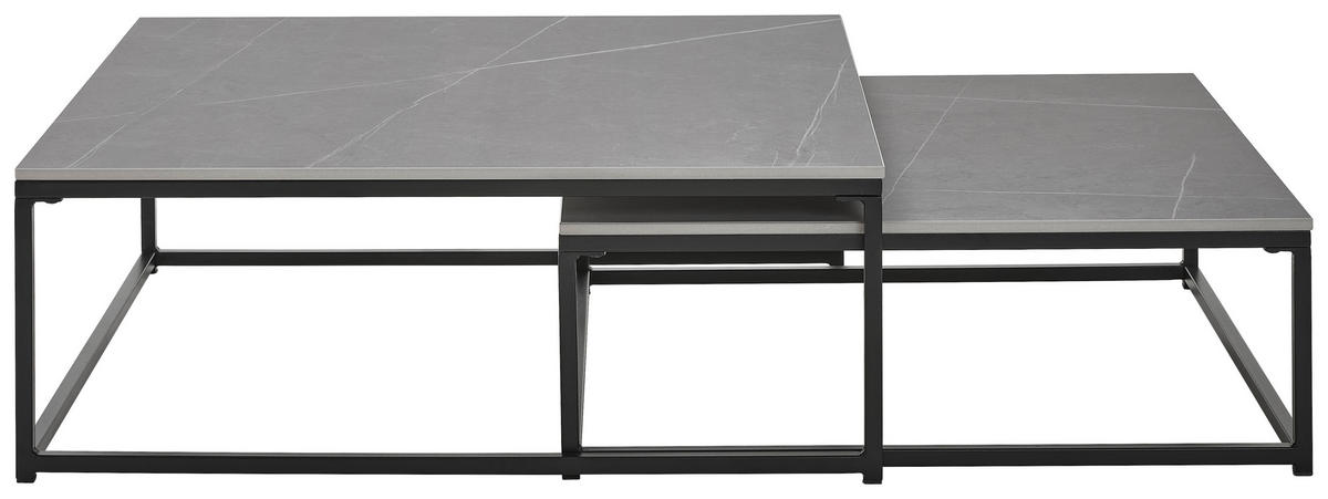 COUCHTISCHSET 75/65/27/22/75/65 cm quadratisch Grau, Schwarz  - Schwarz/Grau, Design, Keramik/Metall (75/65/27/22/75/65cm) - Livetastic
