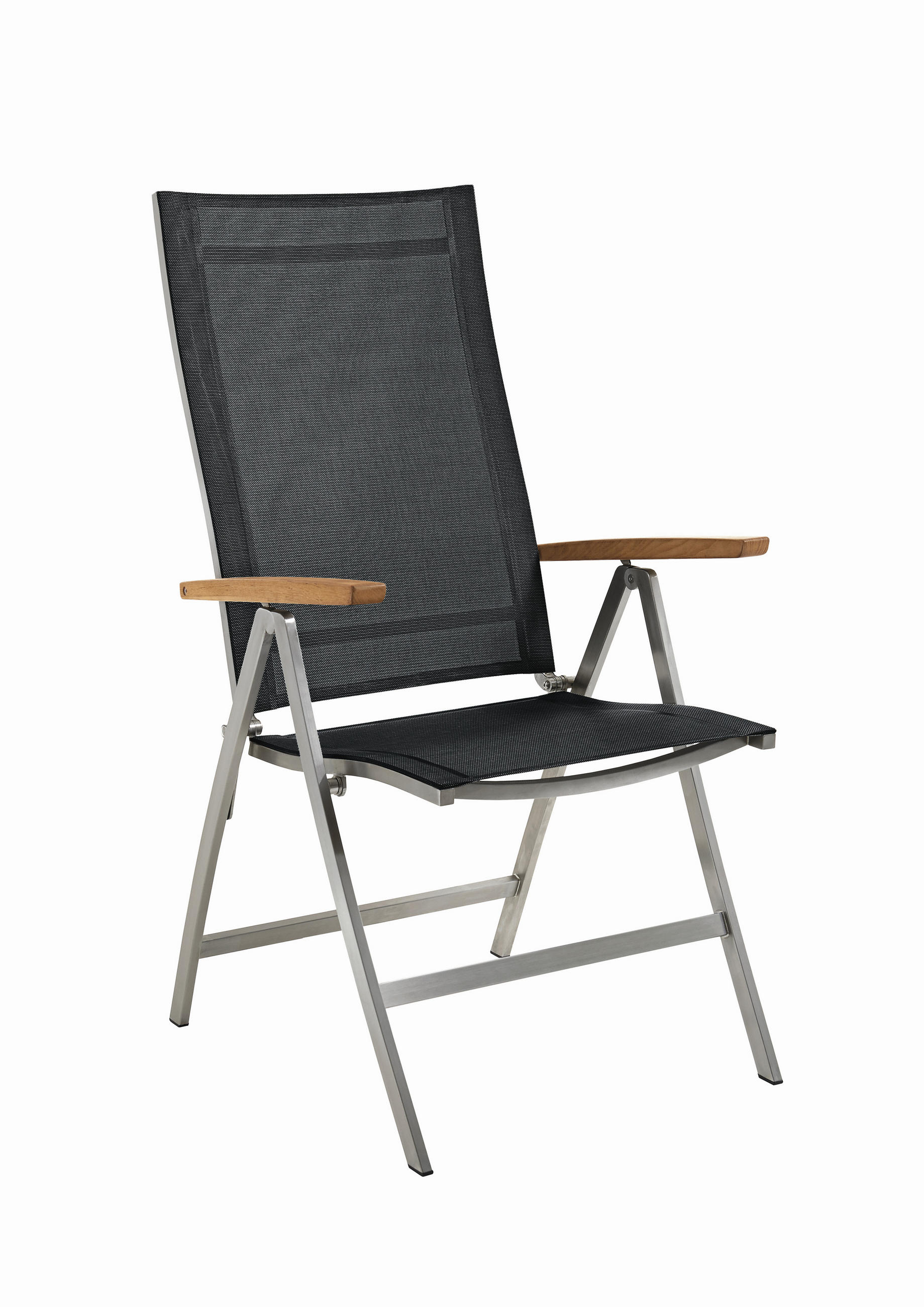 GARTENSTUHL Edelstahl Schwarz, Edelstahlfarben  - Edelstahlfarben/Schwarz, Basics, Holz/Textil (60/112/73cm)