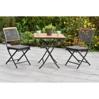 BALKONSET Graphitfarben, Grau, Akaziefarben 5-teilig  - Graphitfarben/Grau, KONVENTIONELL, Holz/Textil - Gardenson