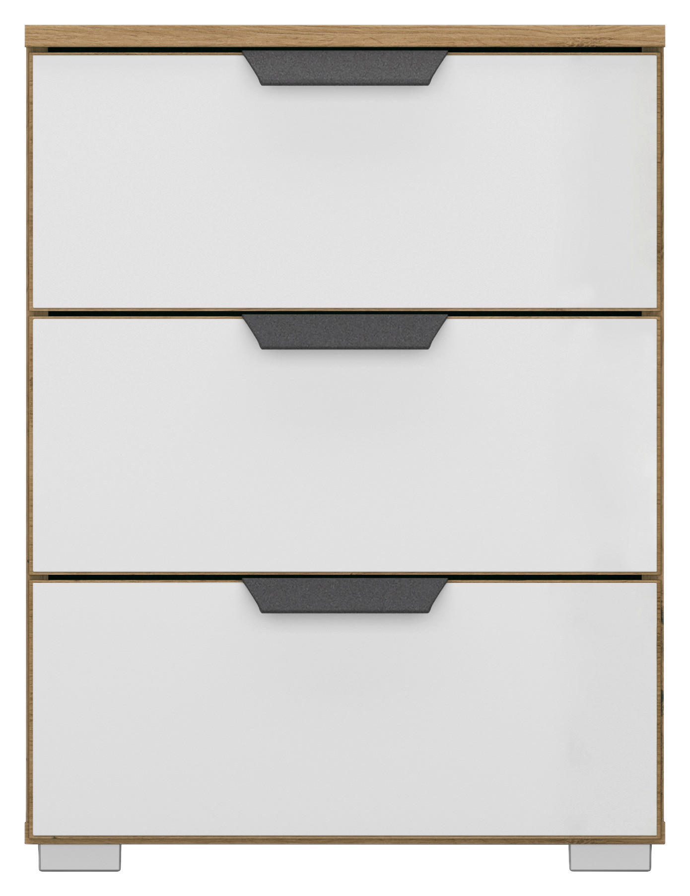 NACHTSCHRANK 47/62/42 cm  - Alufarben/Weiß, MODERN, Glas/Holzwerkstoff (47/62/42cm) - Rauch Möbel