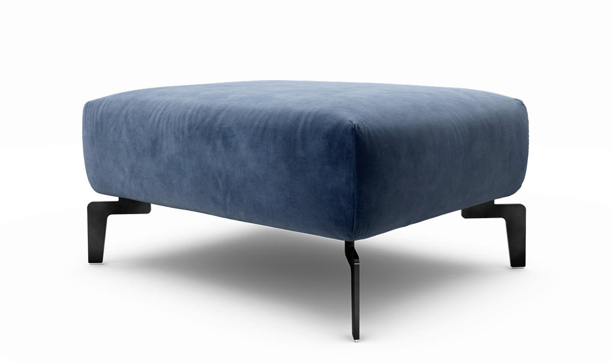 HOCKER Samt Dunkelblau  - Schwarz/Dunkelblau, Design, Textil/Metall (90/70/46cm) - SENSOO