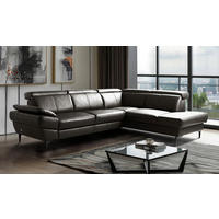 ECKSOFA Dunkelbraun Echtleder Lederlook Bettkasten, Schlaffunktion, Rücken echt, Armteilverstellung, Kopfteilverstellung  - Dunkelbraun/Schwarz, Design, Leder/Textil (264/211cm) - Livetastic