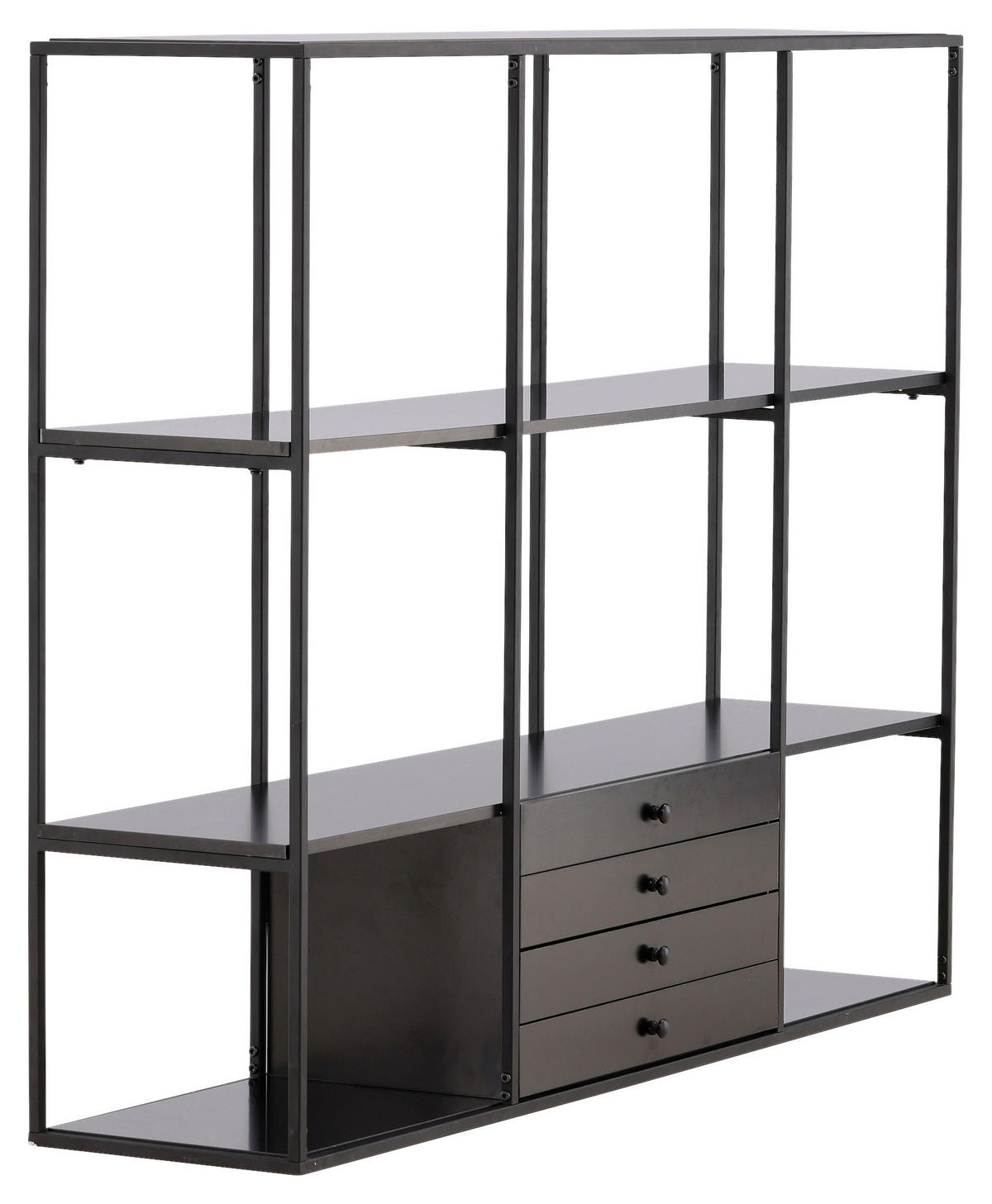 REGAL Schwarz, Nussbaumfarben  - Nussbaumfarben/Schwarz, Design, Holzwerkstoff/Metall (150/120/35cm) - Livetastic
