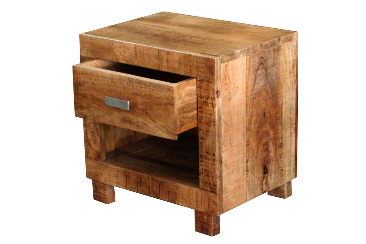 NACHTTISCH 40/40/30 cm Mangoholz massiv  - Silberfarben/Naturfarben, Design, Holz (40/40/30cm) - Livetastic