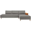 ECKSOFA in Flachgewebe Grau  - Eichefarben/Grau, Design, Holz/Textil (307/190cm) - Joka