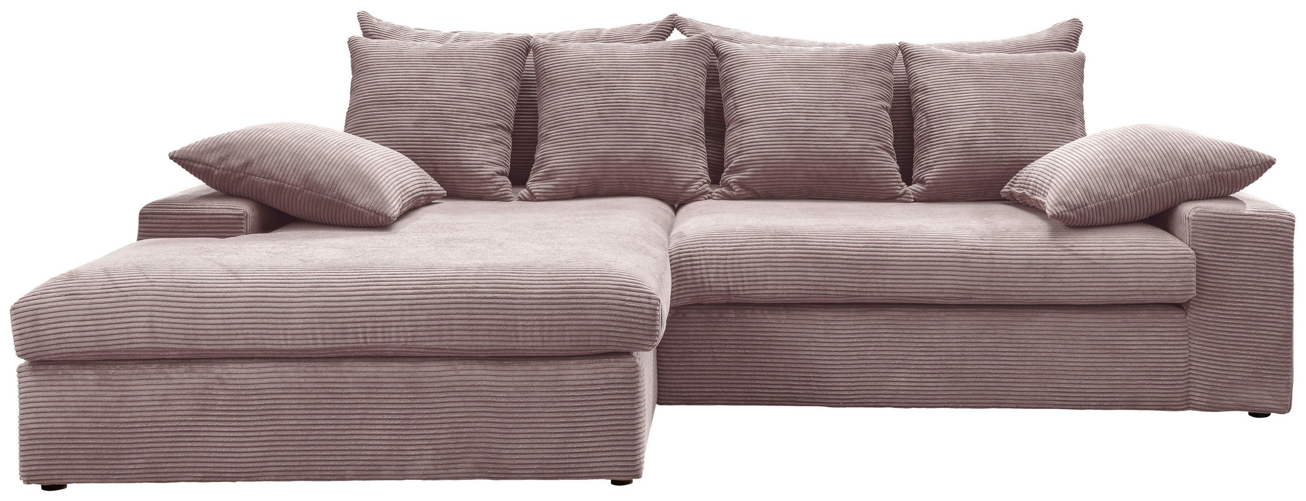 ECKSOFA in Cord Rosa  - Schwarz/Rosa, Modern, Kunststoff/Textil (200/278cm) - Livetastic