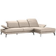 ECKSOFA in Echtleder Creme  - Creme/Schwarz, Design, Leder/Metall (288/184cm) - Novel