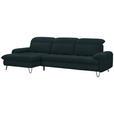 ECKSOFA in Flachgewebe Petrol  - Petrol/Schwarz, LIFESTYLE, Textil/Metall (180/310cm) - Valnatura