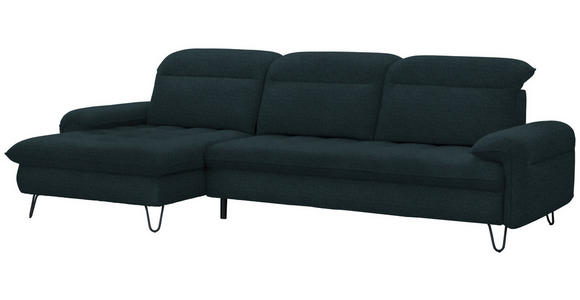 ECKSOFA in Flachgewebe Petrol  - Petrol/Schwarz, LIFESTYLE, Textil/Metall (180/310cm) - Valnatura