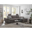 ECKSOFA  in Mikrovelours Graubraun  - Graubraun/Schwarz, KONVENTIONELL, Kunststoff/Textil (275/170cm) - Carryhome