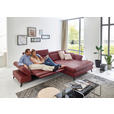 ECKSOFA in Echtleder Rot  - Rot/Alufarben, Design, Leder/Metall (316/184cm) - Cantus