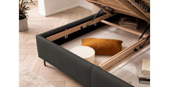 POLSTERBETT Matratze, Lattenrost, Topper Anthrazit 160/200 cm  - Anthrazit/Schwarz, KONVENTIONELL, Leder/Holz (160/200cm) - Novel