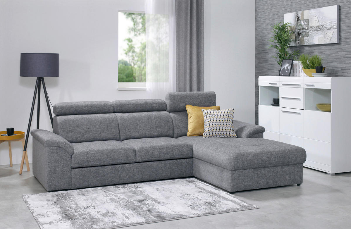 SEDEŽNA GARNITURA, flis siva  - siva, Konvencionalno, tekstil/les (268/185/99cm) - Milax