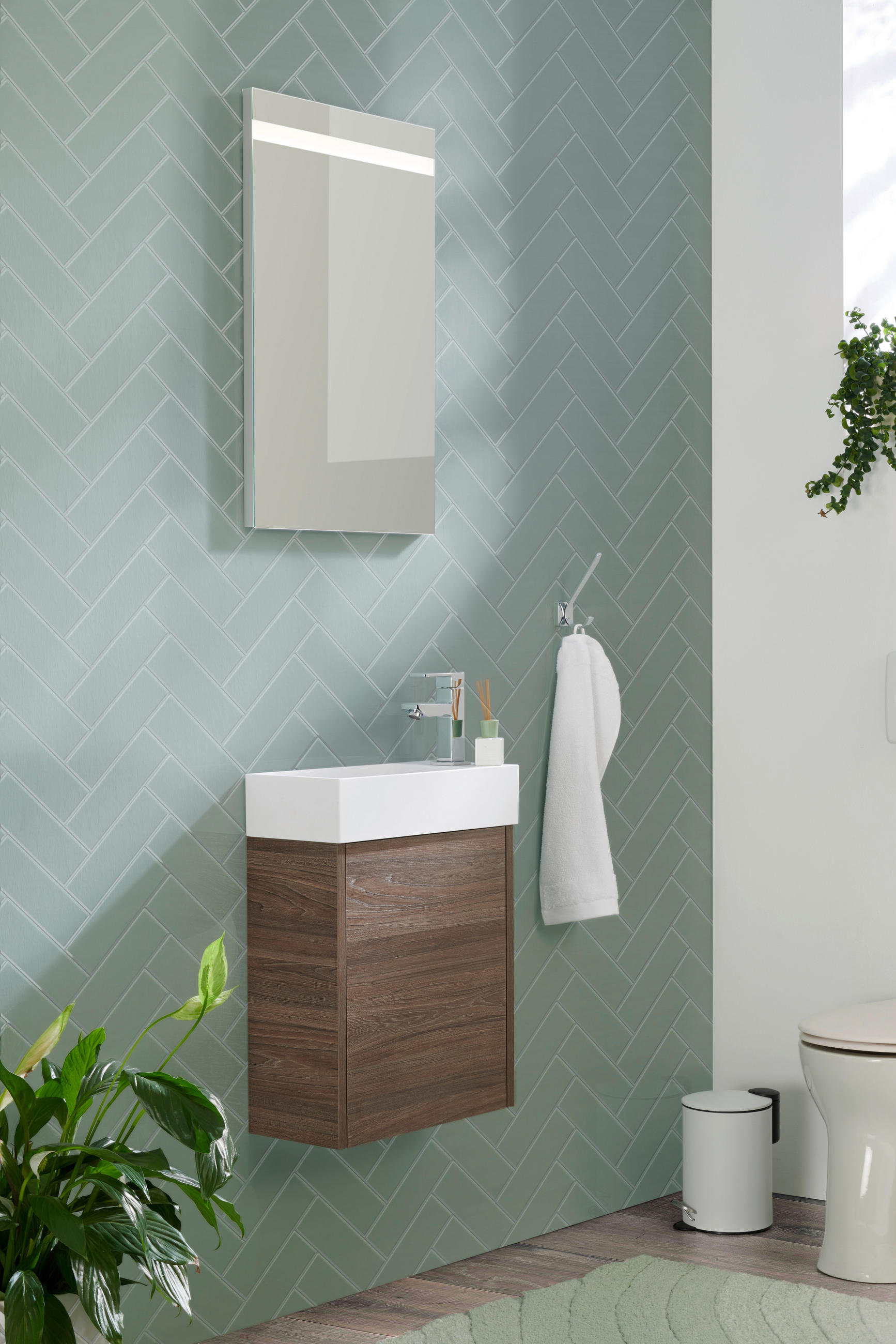 BADEZIMMER  in 45 cm  - Braun/Weiß, KONVENTIONELL, Glas/Holzwerkstoff (45cm) - Emilio Belluti
