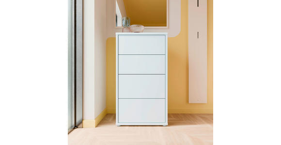 KOMMODE , 55/99/35 cm, 4 Schublade(n)  - Silberfarben/Hellgrau, Trend, Holzwerkstoff/Kunststoff (55/99/35cm) - Carryhome