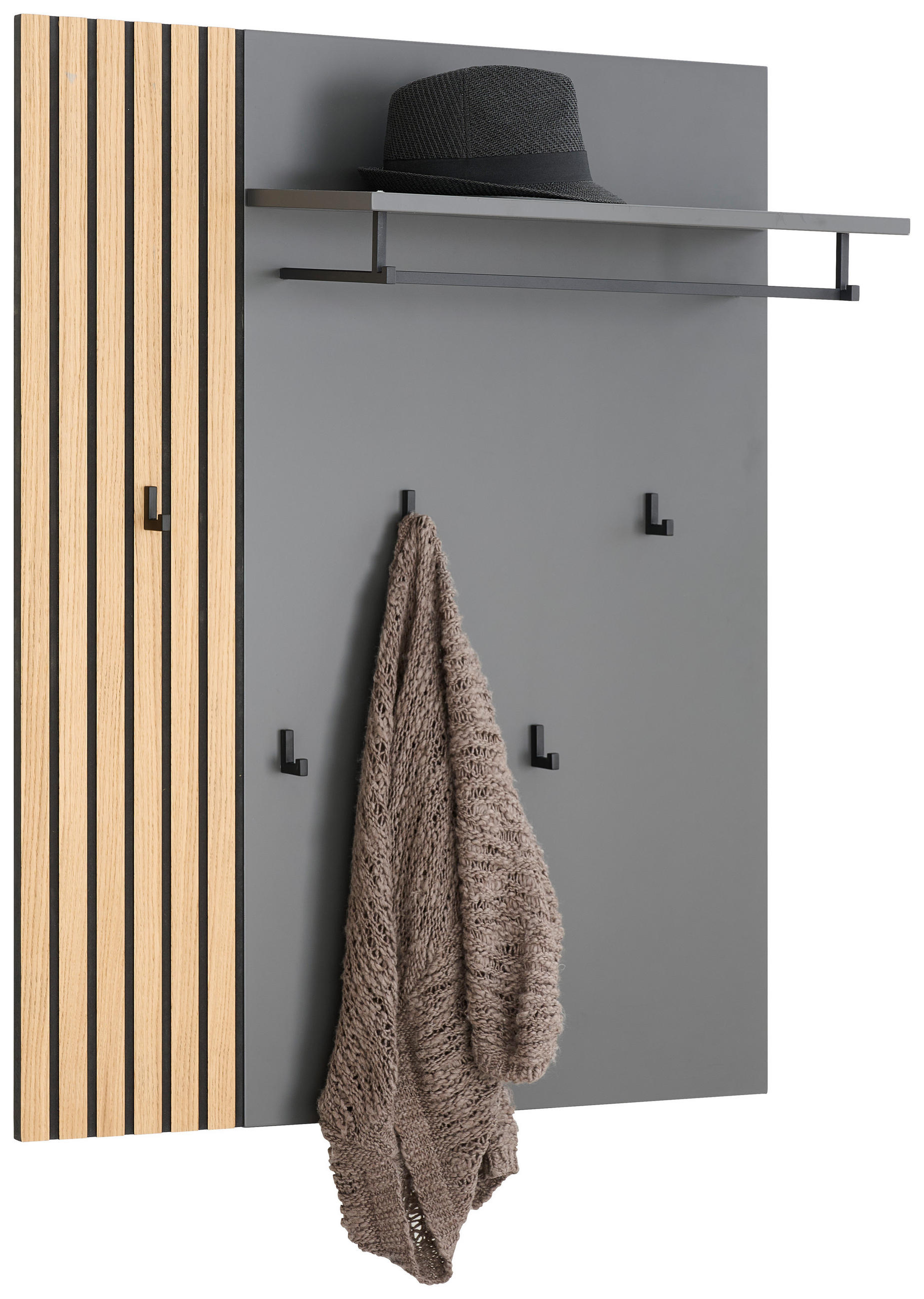 Dieter Knoll Garderobenpaneel Anthrazit, Natur 85x111x32 cm