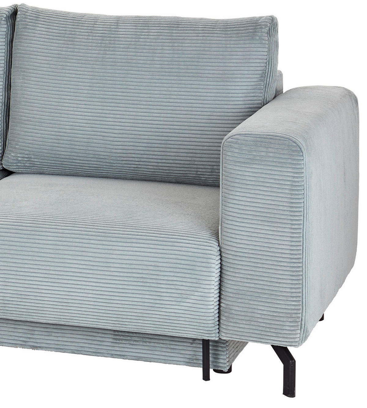 ECKSOFA Graugrün Cord  - Schwarz/Graugrün, MODERN, Textil/Metall (210/272cm) - P & B
