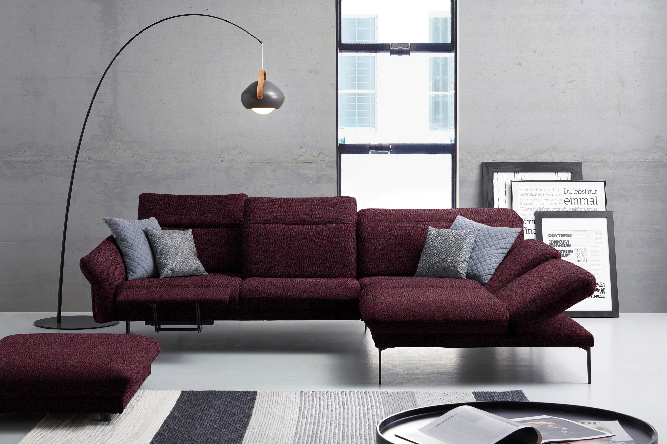 ECKSOFA in Webstoff Lila  299/203 cm  - Anthrazit/Lila, Design, Textil/Metall (299/203cm) - Himolla