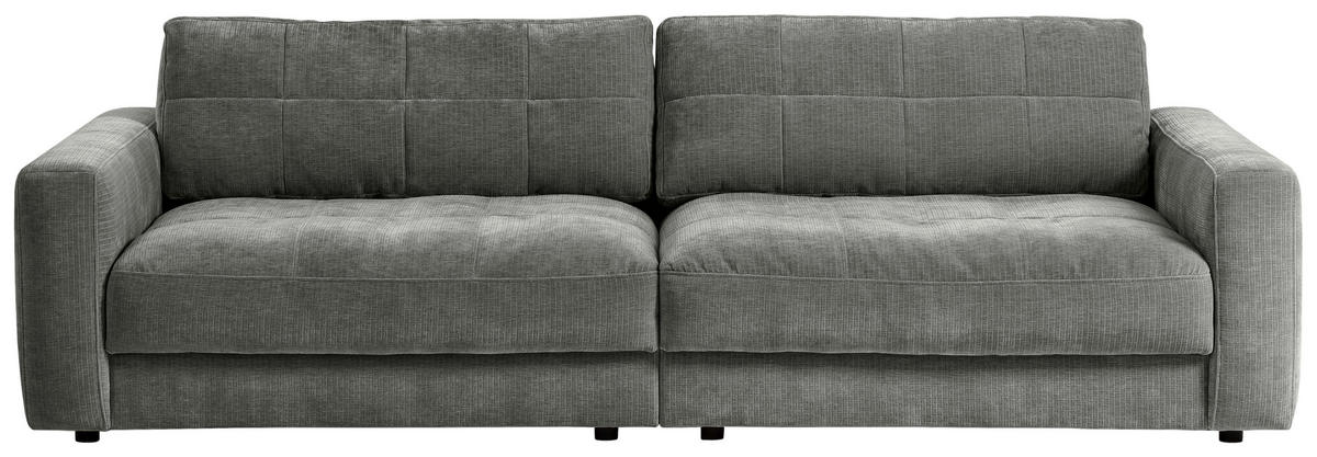 BIGSOFA Cord Grau  - Schwarz/Grau, MODERN, Textil (264/83/126cm) - Trendmanufaktur