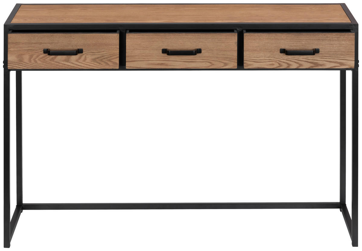KONZOLOVÝ STOLEK, jedle, černá, světle hnědá, 120/80/33 cm - černá/světle hnědá, Design, kov/dřevo (120/80/33cm) - P & B