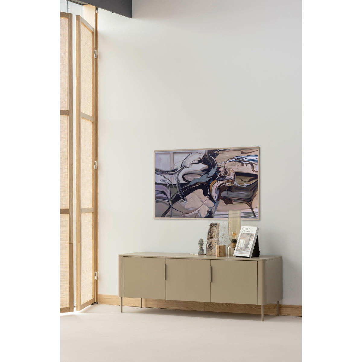 LOWBOARD Gunnar 154/56/44 cm  stehend, hängend  - Schlammfarben, Design, Holz/Metall (154/56/44cm) - Livetastic